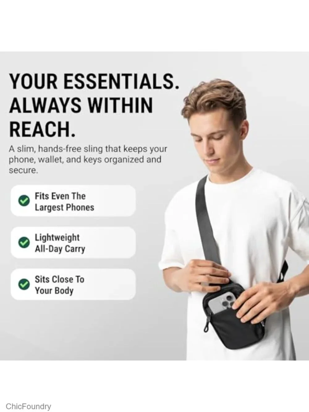 Small Water Resistant RFID Blocking Crossbody Sling Chest Bag for Travel &